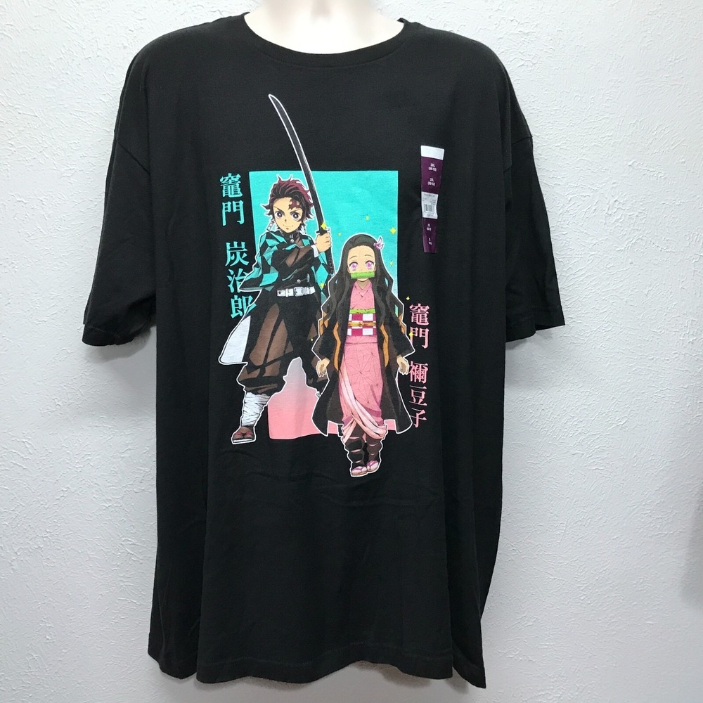 Demon Slayer T Shirt Nezuko Tanjiro Kamado Size Adult 2XL Black Short Sleeve NWT